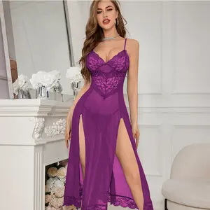 Lingerie For Women Long Womens Lace Bodysuit Chemise Sexy Nighty Mesh Sleepwear