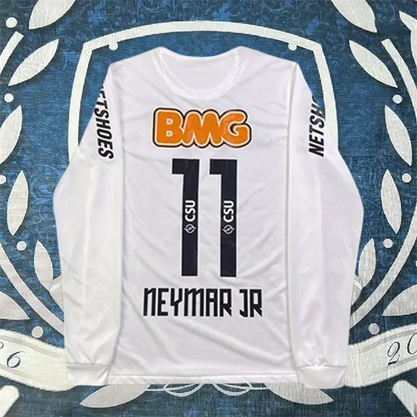 11 12 white Home Neymar 11 Long sleeved Soccer Jerseys
