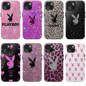 Vintage Leopard Pink Playboy Phone Case, Phone case For iPhone 17 16 15 14 13 12 11 for men and women