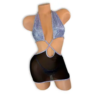 Justice Holographic Mesh Mini Dress