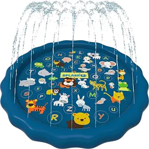 3-in-1 Splash Pad Sprinkler for Kids & Baby Learning Pool 60'' Outdoor Water Play Mat from A to Z for Babies & Toddlers