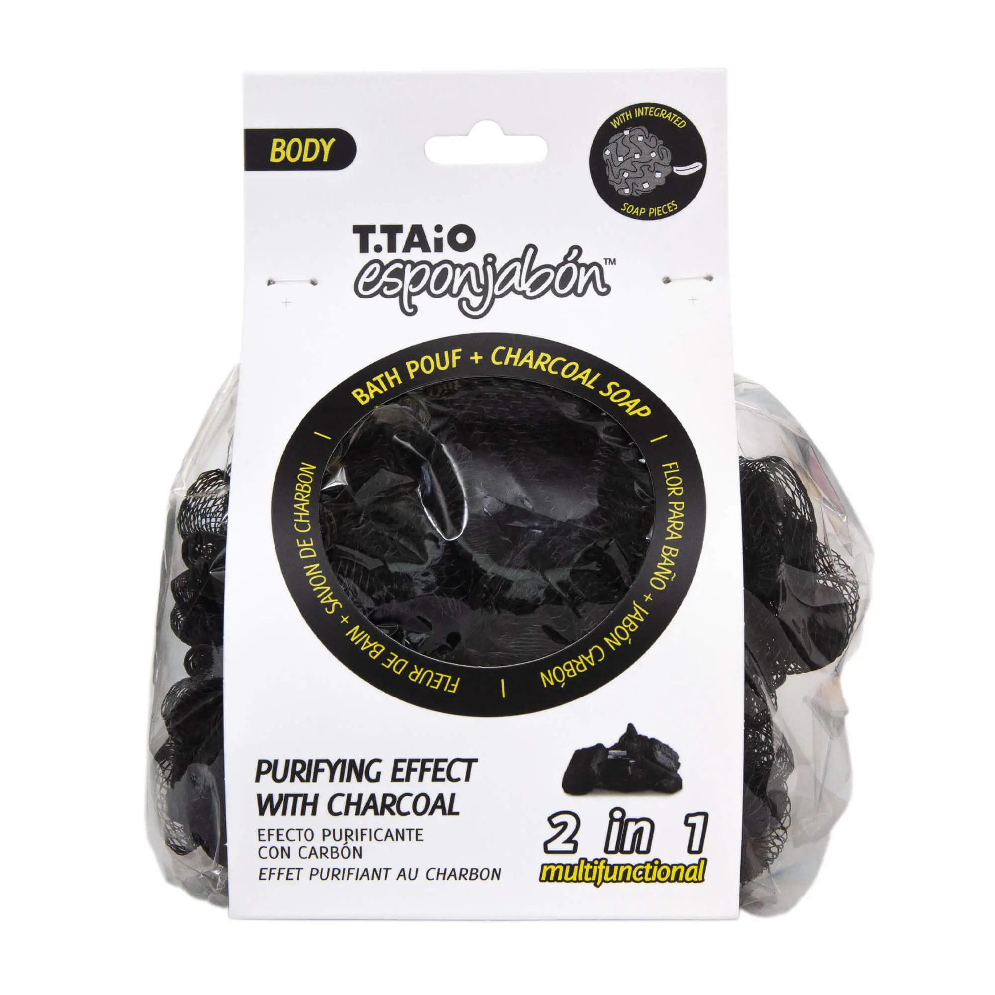 Esponjabon Bath Pouf + Soap Charcoal, Purifying Effect