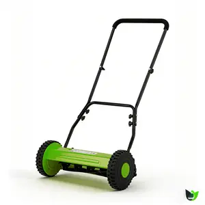 [NEW PRODUCT - FLASH SALE] Garvee 16" Push Reel Lawn Mower, 5-Blade Manual Walk-Behind Mower with Adjustable Cutting Height, Foldable Hand Push Mower for Small Yards, Green/Orange