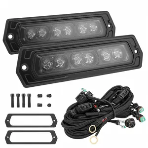 JIEPENG 2PCS 7in Flush Mount LED Pods, 120W Power Grill Mount Driving Lights with Wiring Harness Kit, Spot Beam Off-Road Fog Lights for Trucks, SUVs