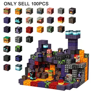 100 Pieces Magnetic Building Blocks Set, Creative Scene Construction Toy, Stem Educational Kit for Kids Aged 3+, Magnetic Puzzle Blocks, Building Block Sets, Construction Stacking Blocks