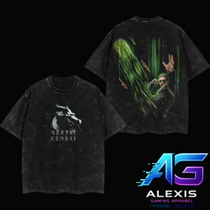 2026 Cinematic Edition Mortal Kombat Johnny Cage Graphic Shirt, Vintage Washed Gaming Streetwear T-Shirt Hoodie, Retro Green Energy Earthrealm Kick Fighter Shirt for Gamers, Unisex Cotton Mortal Kombat II 2026 Apparel, Gift for Fan, Gift for Him