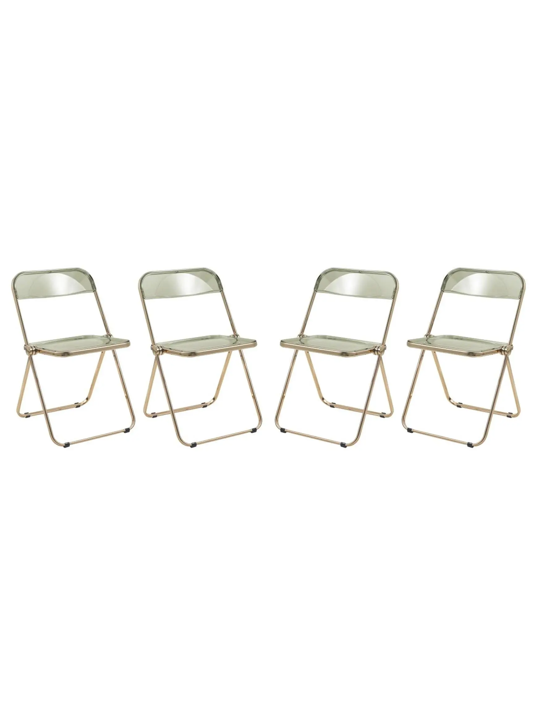 212 MAIN Lawrence Acrylic Portable Decorative Folding Chair with Gold Metal Frame, Transparent Seats, Amber - 30x19x18.5 in, Set of 4, Indoor Furniture, Portable Folding Chairs, Decorative Folding Chairs