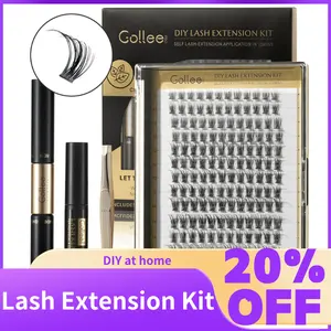 Lash Cluster Kit Natural Individual Lashes Wispy Lashes Extension 8-16mm DIY Lash Extension Kit Lash Bond and Seal Makeup Mascara