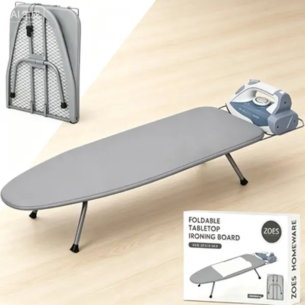Compact Countertop Ironing Board 31.5x11.8x6.2 Inches, Mini Ironing Board with Heat-Reflective Cover and 100% Cotton 8mm Thicken Pad, Small Iron Board with Iron Rest for Effortless Pressing, Space-Saving Tabletop Ironing Board