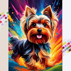 1 DIY diamond painting kit, 5D diamond art set, DIY decoration, puppy, rainbow, colorful diamond painting set with full round drills, mosaic, diamond art, DIY art home decoration, suitable for Christmas.
