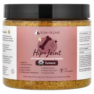 Kin+Kind Hip + Joint with Advanced Curcumin Complex, For Dogs + Cats, Turmeric, 8 oz (226. 8 g)