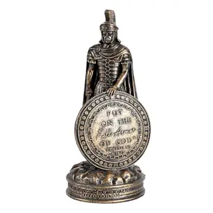 360 Stand Bronzed Full Armor of God Figurine (8.75H) - Religious Home Decor, Neutral Gender Gift with Bronze Look, Round Design