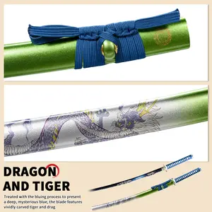Dragon & Tiger Themed Handcrafted Oriental Craft Ornament, Vintage East Asian Cultural Wall Decor Collectible with Custom Decorative Scabbard