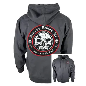 Unisex Red Ring Logo Charcoal Zip-Up Hoodie