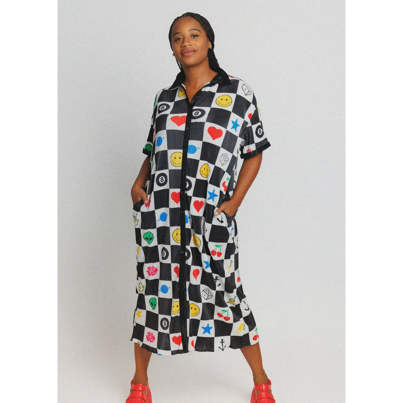 Lucky Charm Plissé Shirt Dress