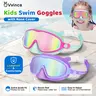 Vvinca Kids Swimming Goggles 2-Pack with Adjustable Nose Cover, UV Shield, Anti-Fog Wide View Anti-Shattered Lenses, Pool Accessories for 3-6/6-12+ Ages (Check Size Chart, Not Solely Age-Based), Swim Glasses, Polycarbonate, Us Patent, 05-Black Blue& Black