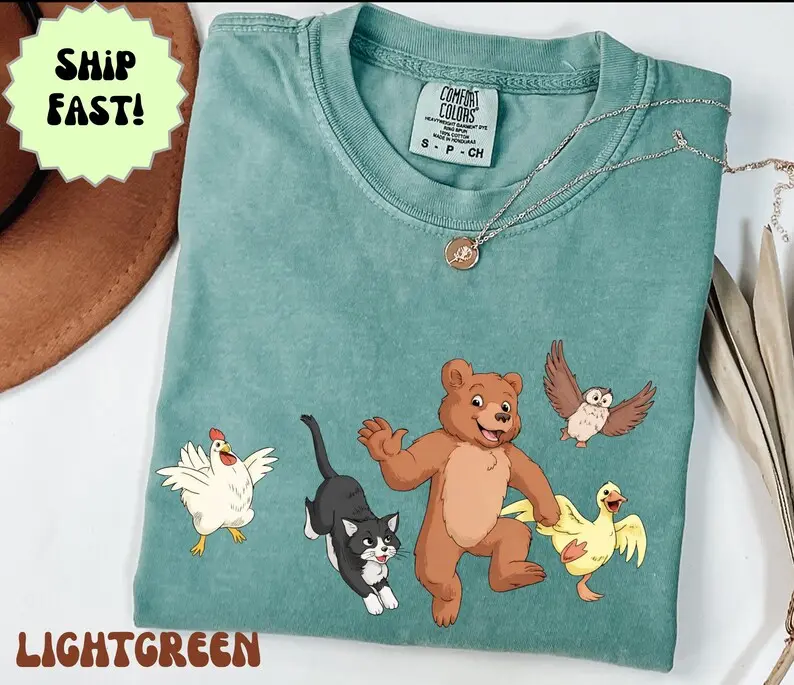 Little Bear Cute Comfort Colors Shirt, Retro Animal Lover Tee, Family Matching Gift, Animated TV Show Shirt, Gift, Cute Animal Tshirt