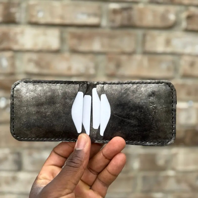 The "Ritten" Silver Metallic Bifold Wallet - Simple Design with Unique Feature Highlighted in Image
