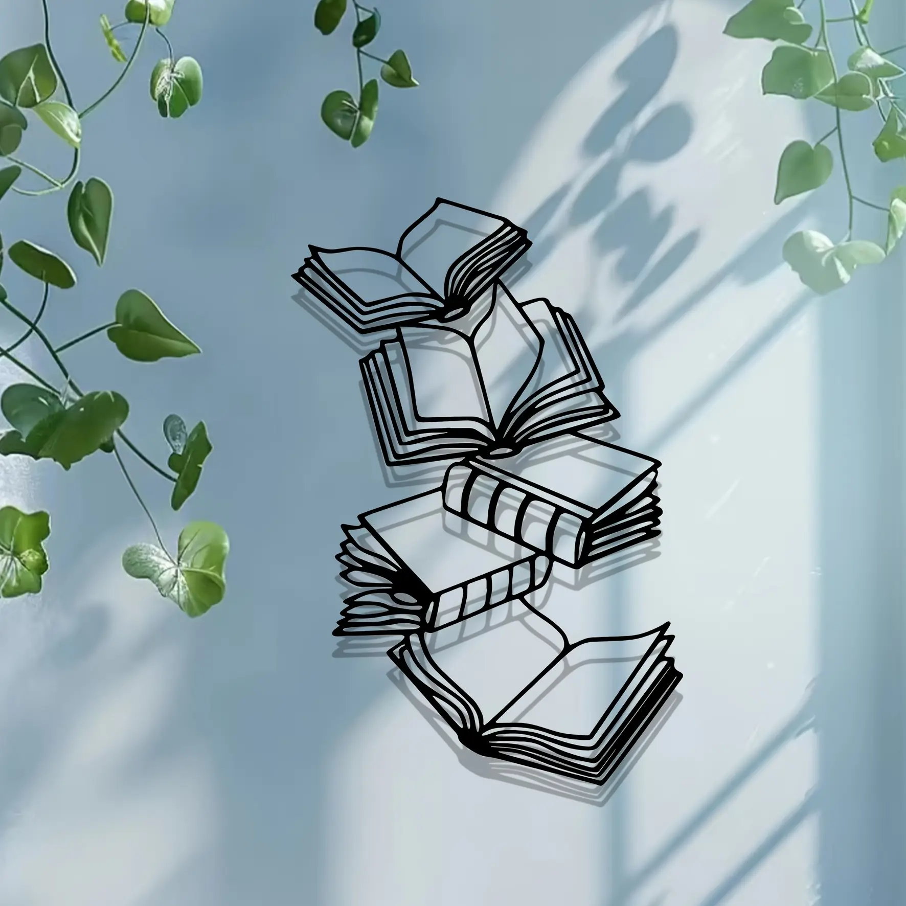 Book-Themed Metal Wall Art, Iron Incense Gift, Reading Enthusiast Decor, Perfect Room Decoration for Living Room, Bedroom, Office, Home Decor Products Artwork, Decoration Items