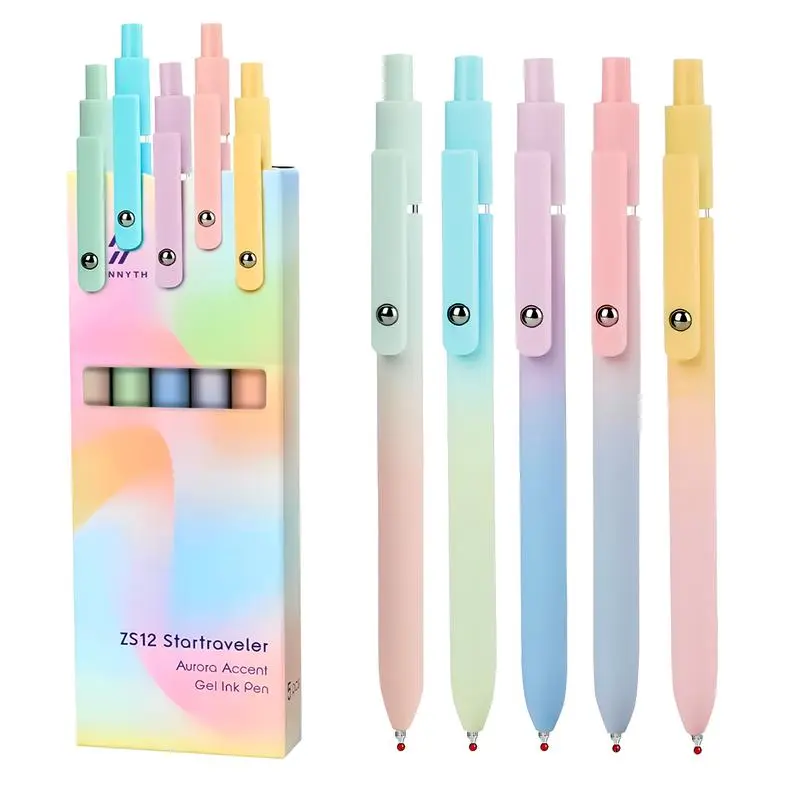 Gel Pens (5-Pack), 0.7mm Black Ink, Gradient Morandi Hues, High-End Series, Smooth Writing Ideal for Holiday Gifts & Daily Note-Taking, Perfect School & Office Supplies, Great Gifts for Kids, Couples, Classmates & Coworkers,   pen