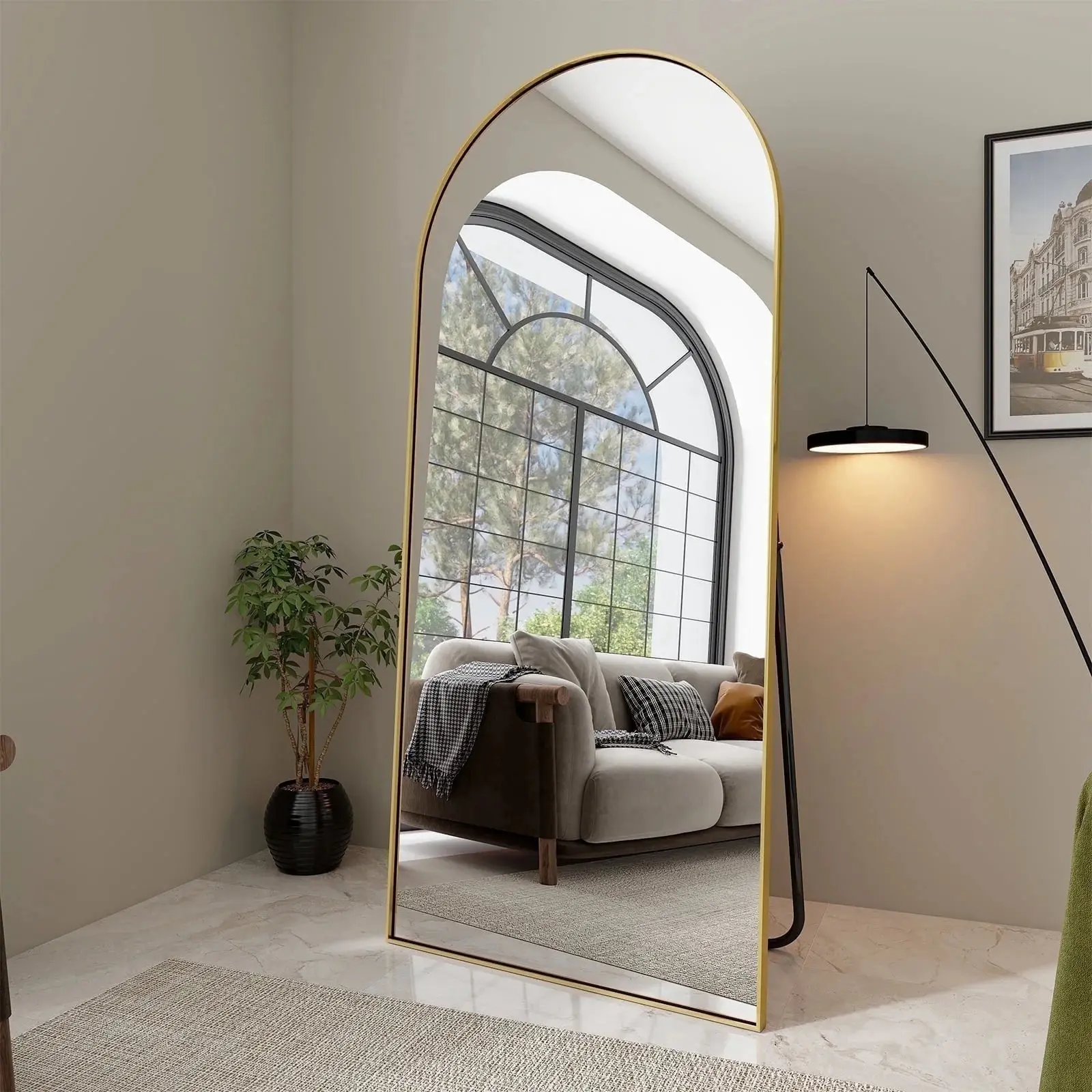 Golden Arc Oversized Standing Mirror