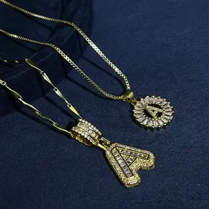 2 Count Initial Letter Necklace Set with Zirconia Stones Golden Silver Bubble Necklaces for Women Jewelry Gift Perfect for Any Occasion