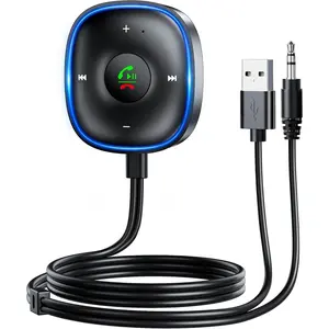 Bluetooth 5.3 Aux Car Adapter, Bluetooth Receiver for Car [Dual Connection & Mic Noise Cancellation], Aux Adapter with Plug-and-Play for Music/Hands-Free Calls/Stereo Audio