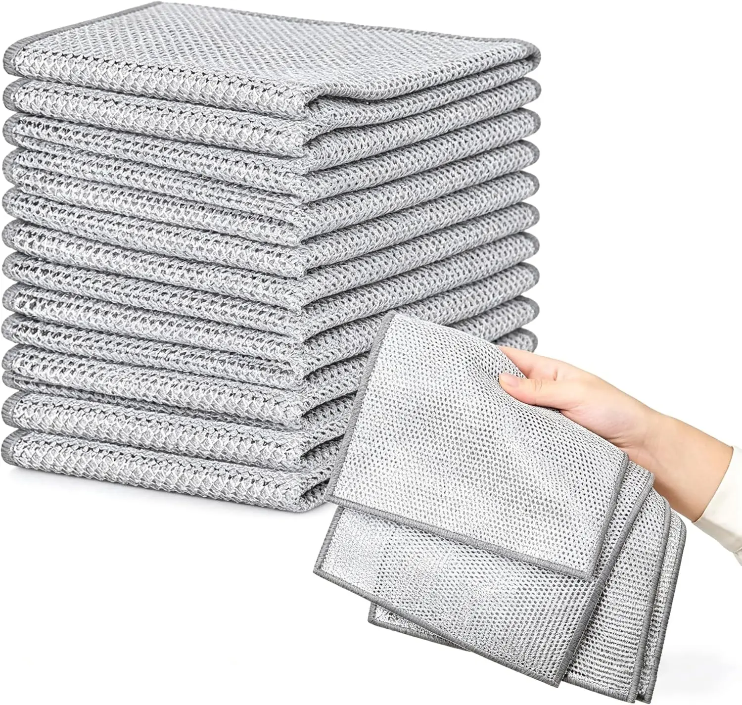 10 /20Pcs Double Layer Steel Wire Dishcloth,Multipurpose Non Scratch Wire Dishcloth for Wet and Dry Use,Powerful Cleaning Non-Scratch Wire Dishcloth Rag for Cookware, Sinks, Dishes, Stove Tops housekeeping essential