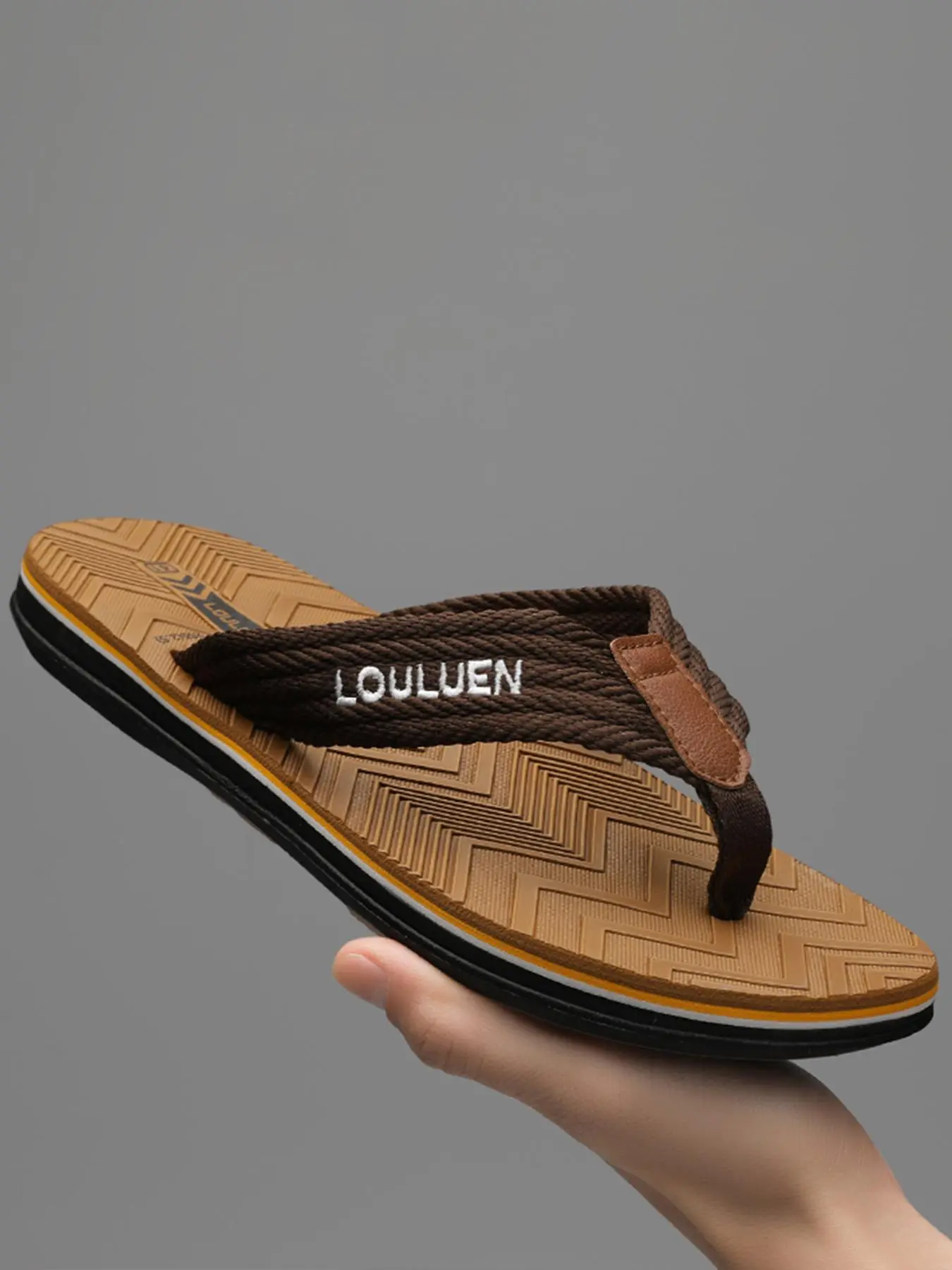Men's New Fashion All-match Letter Label Design Slippers, Casual Soft Comfortable Home Slippers, Non-slip Slippers for Indoor & Outdoor Wear