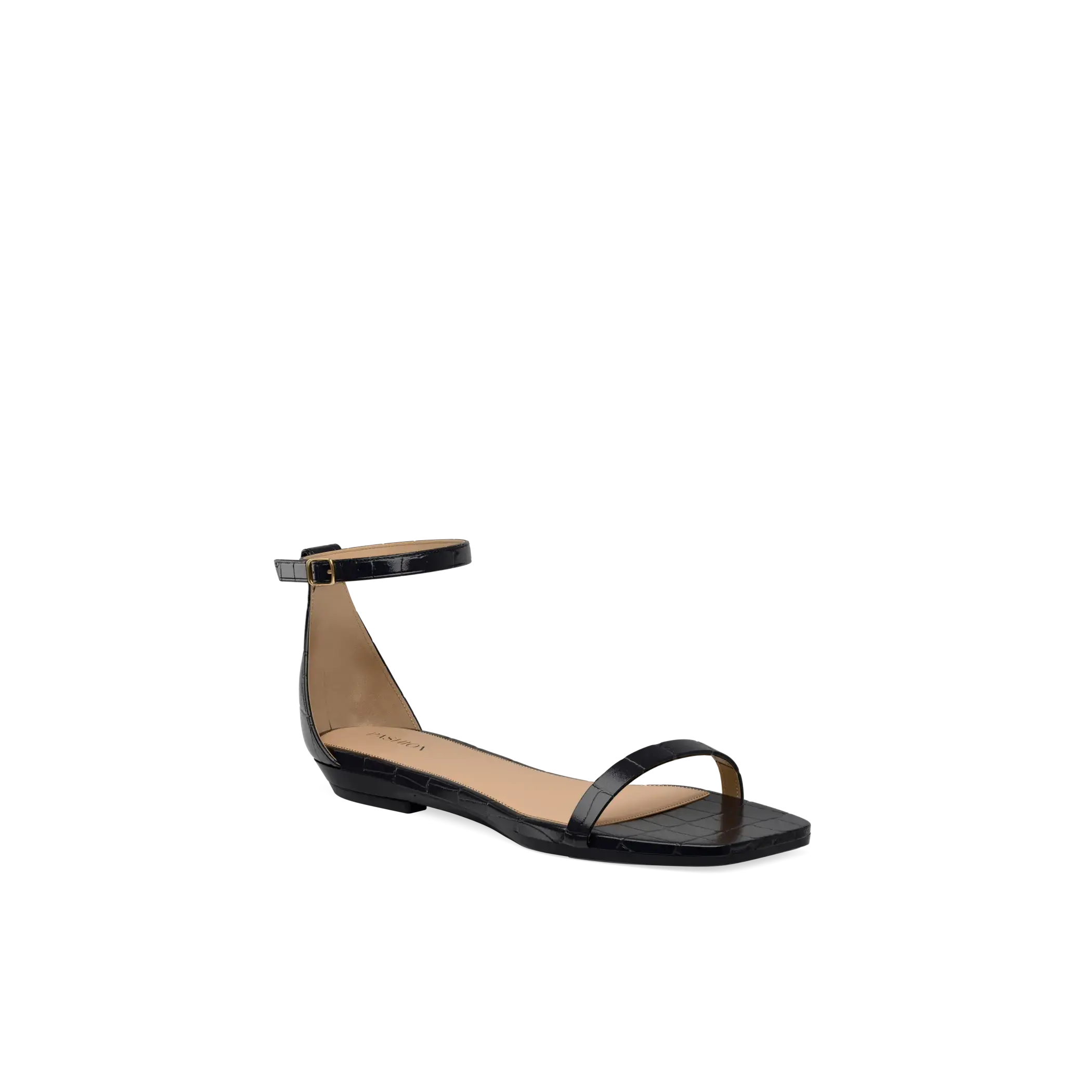 Gigi Sandal - Coal Crocodile Flat