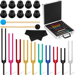 Tuning Fork Set Chakra Tuning Fork Multiple Hz Tuning Forks for  with Aluminum Box, Tuning Fork Hammer and Cleaning Cloth for Sound Yoga Meditation(174 Hz-963 Hz)