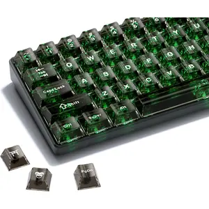 XVX Clear keycaps, Black Transparent Keycaps 60 65 75 100 Percent,  Ceramic Custom Key Cap Set 124 , Cherry Profile, Shine Through, Cute Style for Mechanical Keyboards