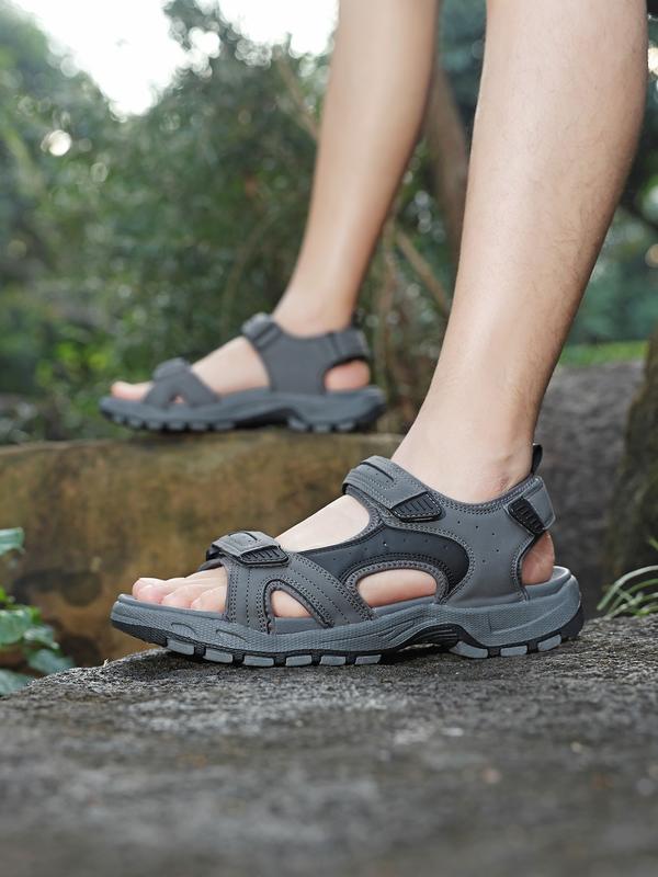 Men's Large Size Sport Sandals, Summer Casual Beach Shoes, Fashionable Men's Velcro Slippers, Durable Design, Comfortable Stylish Footwear, Hiking Sandals