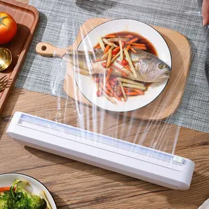 Plastic Food Cling Wrap Dispenser Cutter Preservative Film Kitchen Tool Reusable