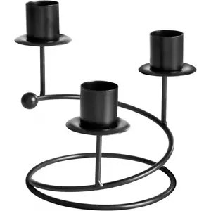 Black Candle Holder 3 Arms Candlestick Holders for Pillar Candles Candelabra Decoration for Wedding Home Decor Table Centerpiece