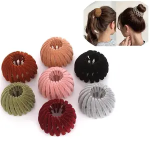 Bird Nest Magic Hair Clip Set, 3PCS Plant Velvet Lazy Plate Hairpins, Expandable & Adjustable Bun Fixers for Women & Girls, Non-Slip Durable Hair Claw Buckles for Any Occasion