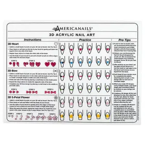 Americanails Silicone 3D Acrylic Training Mat, Durable Design with Nail Shapes Guide and Spacious Practice Area for Enthusiasts