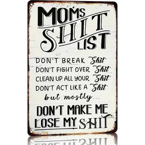 Retro Farmhouse Wall Decorative Plaque - Mom's Eclectic Humor Print Sign "Don't Make Me Lose My Shit", 12x8 in Fade-Resistant Korean Aesthetic Home Decor, Cool Decor Signs, Home Gift