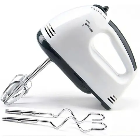 Handheld Whisk Mixer – 200W Kitchen Mixer with 7 Speed Control, 2 Steel Whisk Swap, 1-Click Eject, Snap Storage Case, Compact Lightweight White Portable Design, Bowl-Rest Stability, 1 Year Limited Warranty for Home Baking & Cooking