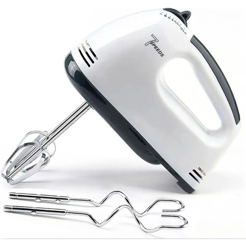 Handheld Whisk Mixer – 200W Kitchen Mixer with 7 Speed Control, 2 Steel Whisk Swap, 1-Click Eject, Snap Storage Case, Compact Lightweight White Portable Design, Bowl-Rest Stability, 1 Year Limited Warranty for Home Baking & Cooking