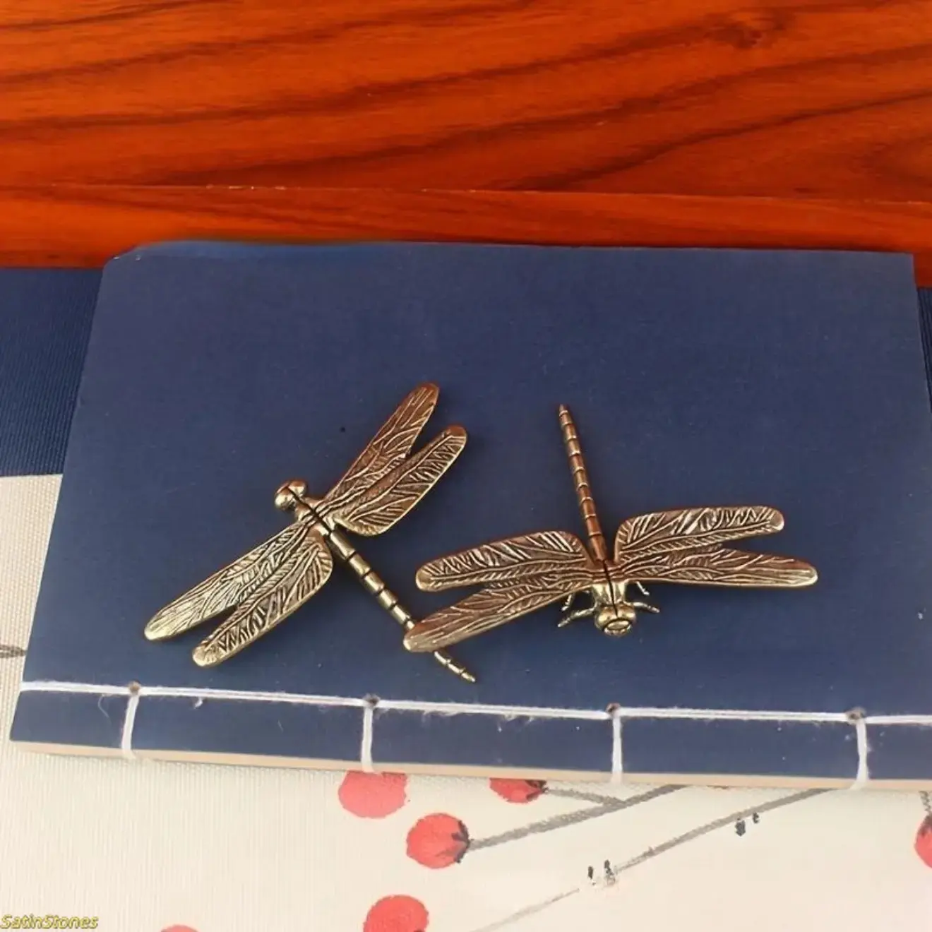3 Pack Golden Brass Dragonfly Metal Ornaments, Retro Vintage Craft Figurines For Christmas Display Interior Styling And Holiday Room Decoration