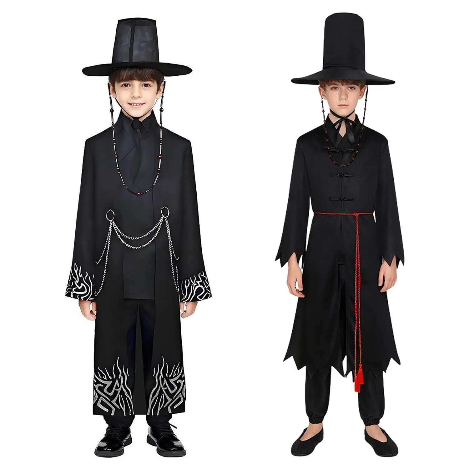 Kpop Costume for Kids Adults Halloween Christmas Party Outfit | Cosplay Black Robe and Hat Set for Boys and Girls