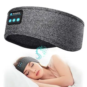 Sleep headphones — Bluetooth soft headband for side sleepers, elastic music sleep band, wireless eye mask, ASMR tech gadget gift for women and men, black sports earphones, audio headset, electronic earbuds