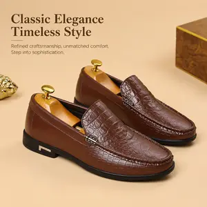 Men’s Casual Vegan Loafers | Sleek Croc-Embossed Detail | Office, Smart-Casual, Everyday Shoes