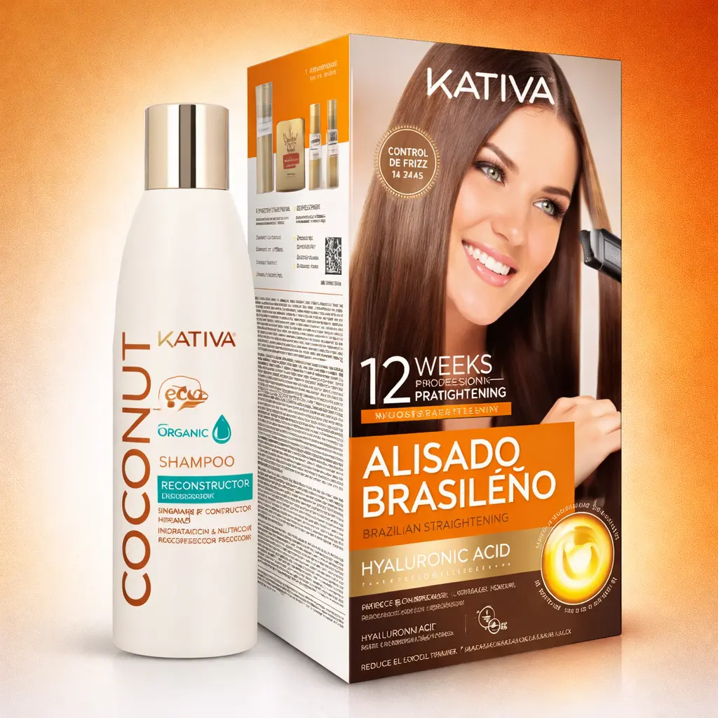 Kativa Brazilian Keratin Straightening Kit, 12-Week Gentle Smoothing Hair Treatment with Argan Oil & Hyaluronic Acid for Radiant Repair, Formaldehyde-Free, For All Hair Types