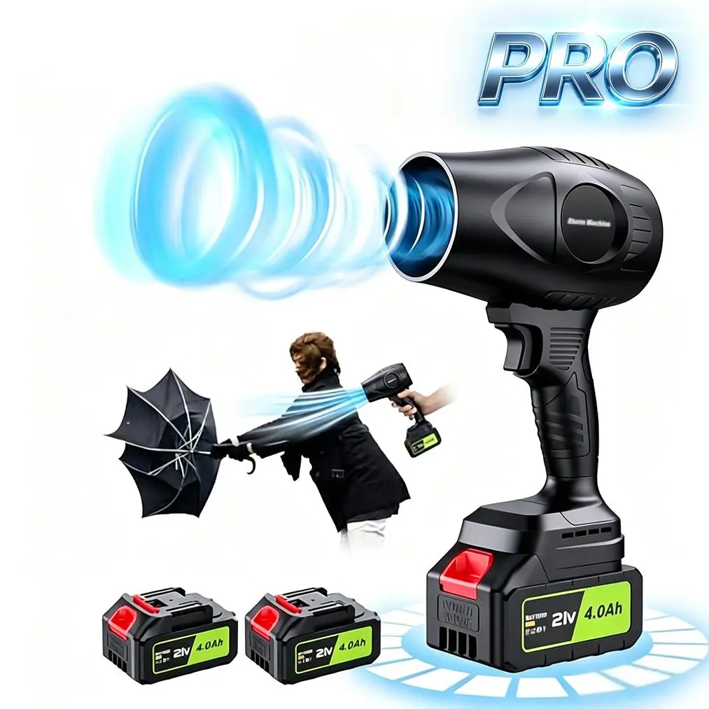 【tools】Cordless Leaf Blower - High-speed jet blower equipped with two batteries and a charger, a handheld electric blower suitable for lawn care and vehicle drying