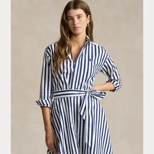 Polo Ralph Lauren - Belted Wide-Stripe Cotton Shirtdress