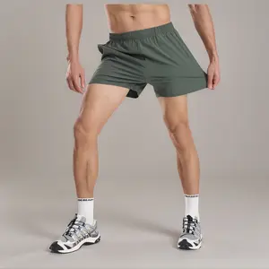 Male Quick-Dry Polyester Mix Sports Shorts - Low-Waisted Bottoms for Training, Marathons - Sizes M-5XL, Colors: Black, Khaki, Army Green, Mint Green