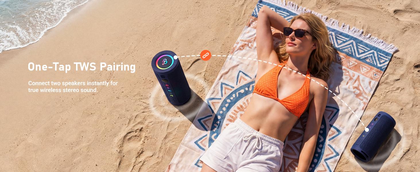 [Back to Shcool] BassBloom Roar 3 Portable Bluetooth Speaker,20W Handy Powerful Audio Sound with Bass,IPX6 Waterproof,24H Playtime, Bluetooth 5.4,RGB Lights, Clarity and Bass Speakers, Wireless Smartphone TWS Pairing, Compact Outdoor for Camping, Beach