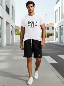 Sicilian Printed Short Sleeve Set with Island Atmosphere | "SICILIA" Theme Set, Refreshing and Full of Personalized Tension